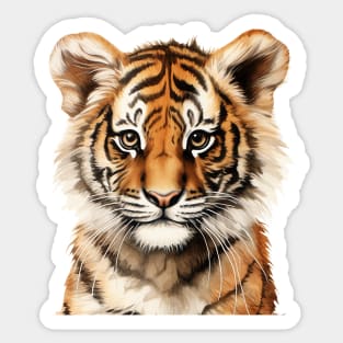 Watercolor Portrait of a Little Tiger Sticker